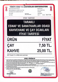 Çay ve Kahve'de Yeni Tarife