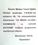 23 Nisan Törenleri Atatürk İlkokulu Bahçesinde Yapılacak