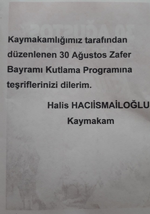 30 AĞUSTOS ZAFER BAYRAMI KUTLAMA PROGRAMI